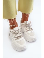 Dámské tenisky na masivní podrážce s ozdobným šněrováním Bílé Relissa Dámské tenisky na masivní podrážce s ozdobným šněrováním Bílé Relissa