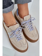 Zazoo N1068S4 Dámské semišové sneakersy na platformě béžové