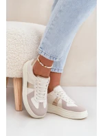 Eko Kožené Tenisky Dámské Na Platformě Béžové model 21688291 - Boto Eko Kožené Tenisky Dámské Na Platformě Béžové model 21688291 - Boto