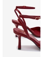 Dámské sandály na podpatku eco kůže bordó Brisora Dámské sandály na podpatku eco kůže bordó Brisora