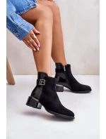 Elegantní kotníkové boty na podpatku zateplené černé Elegantní kotníkové boty na podpatku zateplené černé