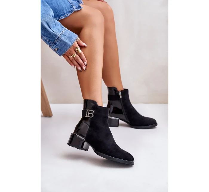 Elegantní kotníkové boty na podpatku zateplené černé Elegantní kotníkové boty na podpatku zateplené černé