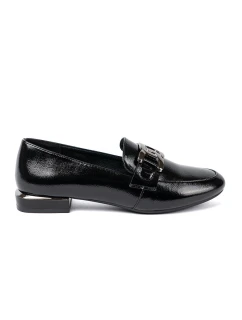 Komfortní  mokasíny černé dámské na širokém podpatku