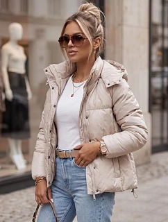 Dámská kožená přechodná bunda beige Dstreet model 21970252 - FashionStreet