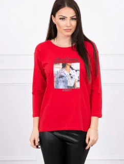 Halenka s model 18744164 potiskem červená - K-Fashion