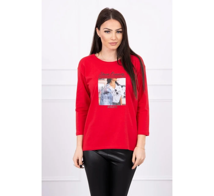 Halenka s model 18744164 potiskem červená - K-Fashion Halenka s model 18744164 potiskem červená - K-Fashion