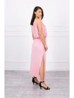 Boho šaty se záhyby pudrově růžové Boho šaty se záhyby pudrově růžové