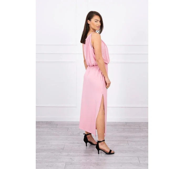 Boho šaty se záhyby pudrově růžové Boho šaty se záhyby pudrově růžové