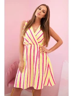 Dámské bavlněné šaty v barevných pruzích neonově žlutá