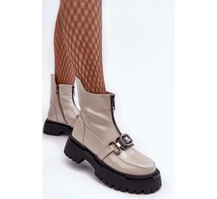 Dámské boty na zip D&A Světle šedá model 21636957 - S.Barski