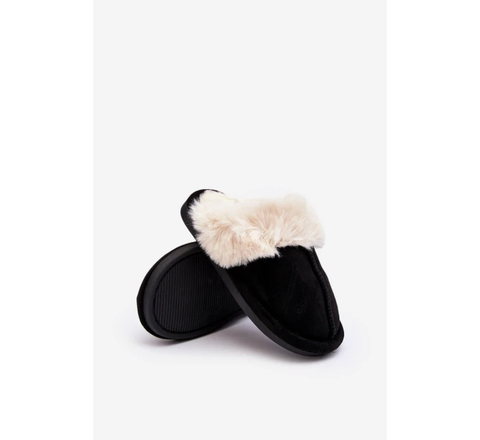 Dětské Pantofle S Kožešinou Černé Befana Dětské Pantofle S Kožešinou Černé Befana