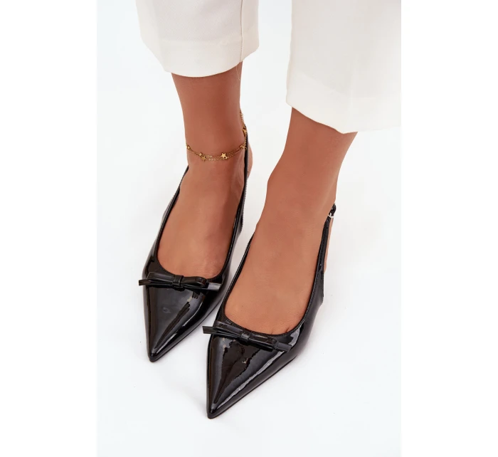 Lakované lodičky na s mašlí Černé model 21709656 - Boto