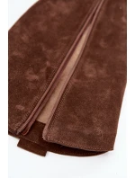 Kožené semišové kozačky zateplené  čokoládové model 21718495 - Zazoo