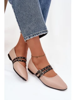 Dámské baleríny s pásky model 21836997 – béžové - Kesi