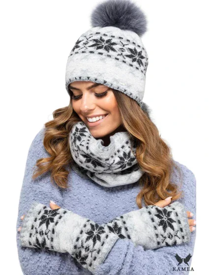 Dámské rukavice model 15924033 šedé - Kamea