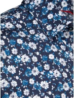 Pánská vzorovaná košile s dlouhým rukávem tmavě modrá Dstreet model 21989499 - FashionStreet