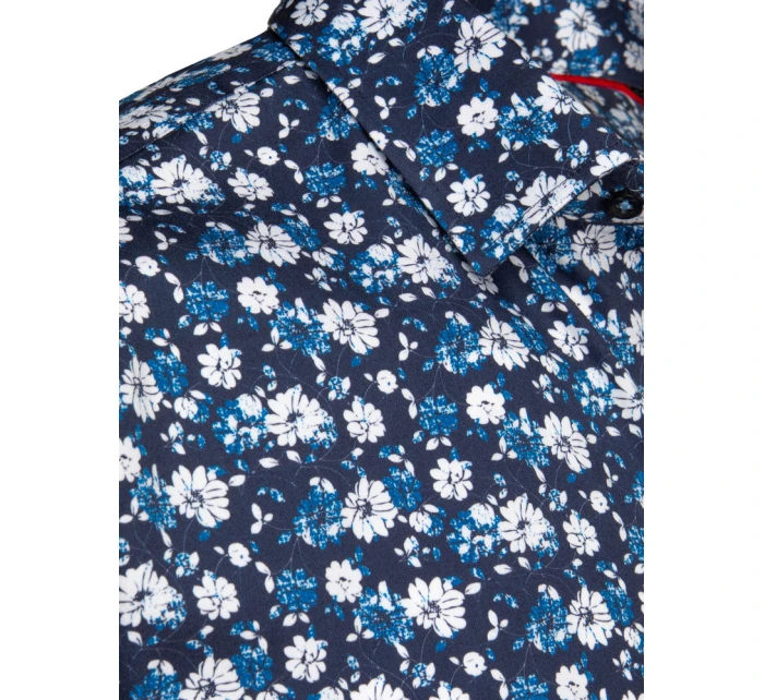 Pánská vzorovaná košile s dlouhým rukávem tmavě modrá Dstreet model 21989499 - FashionStreet