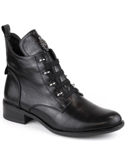 Ploché zateplené boty na podpatku Jezzi W JEZ412A černá Ploché zateplené boty na podpatku Jezzi W JEZ412A černá