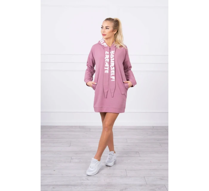 Oversize šaty s kapucí tmavě růžové Oversize šaty s kapucí tmavě růžové