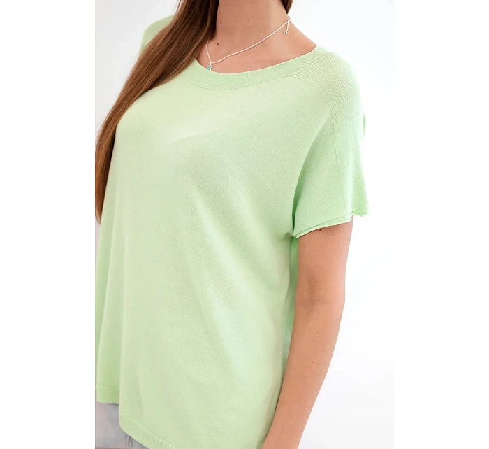 Dámská viskózová oversize halenka s krátkým rukávem a kulatým výstřihem jablková