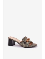 Dámské Pantofle Na Podpatku S Dekorací Černé model 21689670 - Boto