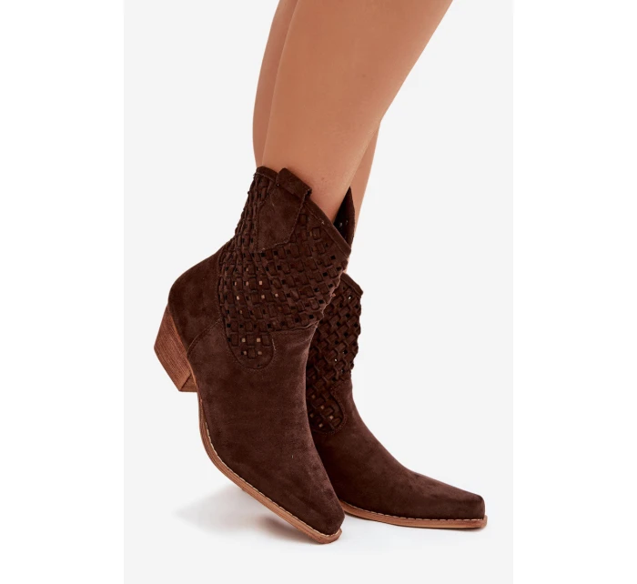 Dámské otevřené kotníkové boty na podpatku Čokoládové Ferissa