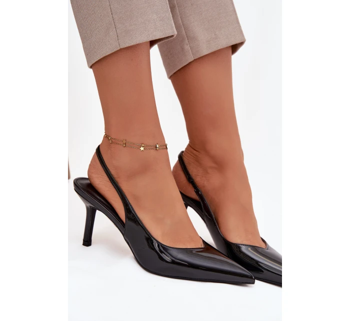 Lakované dámské lodičky na jehlovém podpatku – černé Phelia Lakované dámské lodičky na jehlovém podpatku – černé Phelia