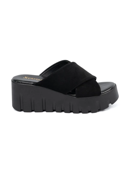 Jedinečné dámské černé  nazouváky na klínku