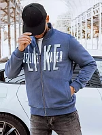 Pánská indigová mikina na zip s potiskem FashionStreet BX5411
