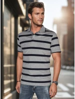 Pánská pruhovaná polokošile světle šedá FashionStreet PX0646