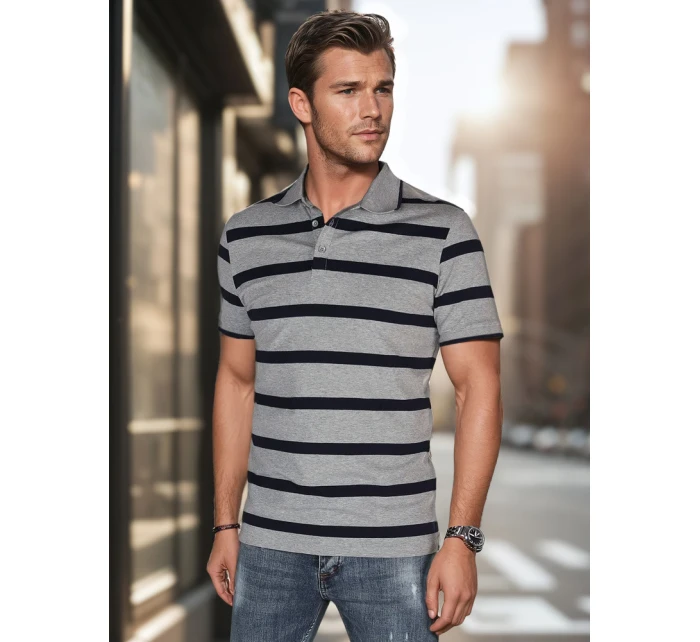 Pánská pruhovaná polokošile světle šedá FashionStreet PX0646