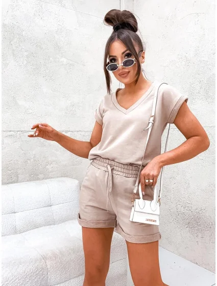 Béžový dámský letní bavlněný komplet model 20114368 - Moon Béžový dámský letní bavlněný komplet model 20114368 - Moon