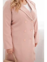 Dámský kabát Plus Size model 21959204 s límcem tmavě pudrově růžový - K-Fashion