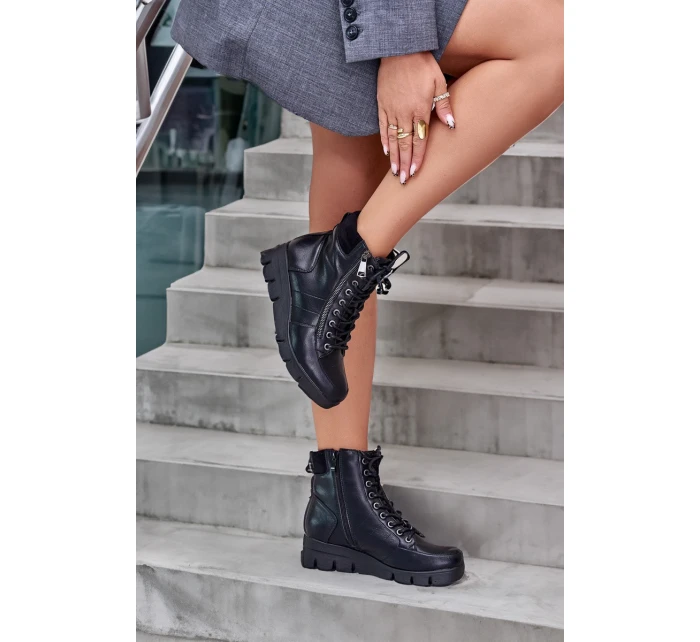 Lehké Zateplené Dámské Boty Na Platformě A Klínu Černé Savindria Lehké Zateplené Dámské Boty Na Platformě A Klínu Černé Savindria