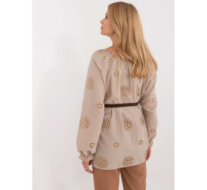 Bluzka LK BZ model 20470320 ciemny bezowy - FPrice Bluzka LK BZ model 20470320 ciemny bezowy - FPrice