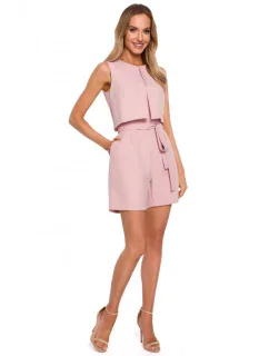 M574 Dvouvrstvý overal bez rukávů - pudrový