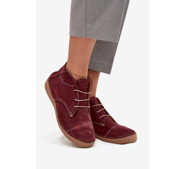 Dámské kožené polobotky s prošitím na zip Artiker – bordó