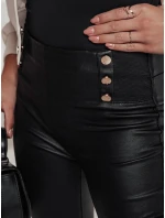 Dámské voskované kalhoty s vysokým pasem černé model 21981132 - Dstreet