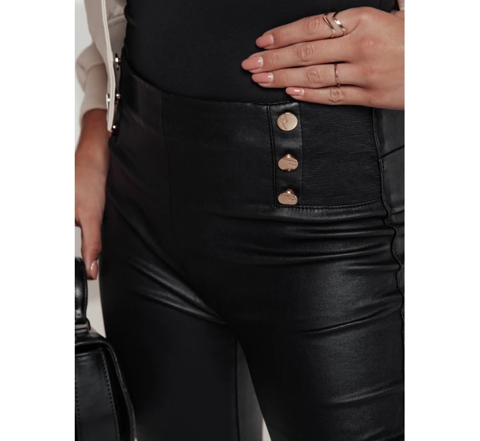 Dámské voskované kalhoty s vysokým pasem černé model 21981132 - Dstreet