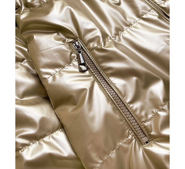 Zlatá dámská lesklá bunda oversize (2021-06BIG)