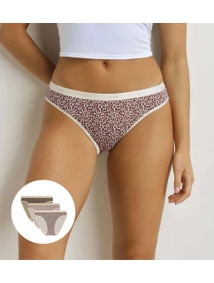 Dámské bavlněné kalhotky 3 ks DIM LES POCKETS COTTON SLIP 3x - DIM - světle hnědá