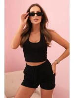 Dámské bavlněné šortky s gumou a šňůrkou v pase černé