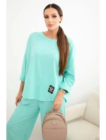 Komplet bavlněný mikina + kalhoty tmavě mátová