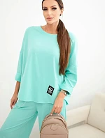 Komplet bavlněný mikina + kalhoty tmavě mátová