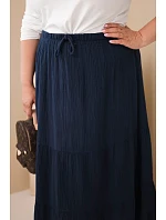 Dámská sukně Plus Size z bavlněného mušelínu s volánem a gumičkou námořnická modrá Dámská sukně Plus Size z bavlněného mušelínu s volánem a gumičkou námořnická modrá