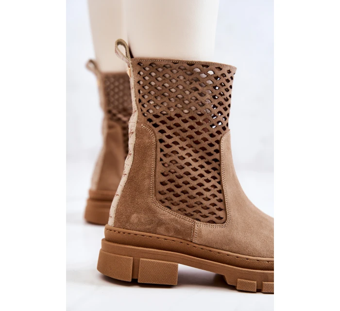 Kožené boty Nicole Světle hnědé model 21574573 - Boto