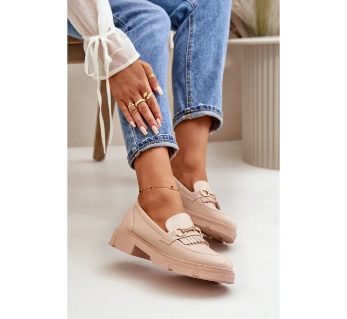 Dámské Mokasíny S Dekorací Eko Kůže Béžové model 21670524 - Boto Dámské Mokasíny S Dekorací Eko Kůže Béžové model 21670524 - Boto