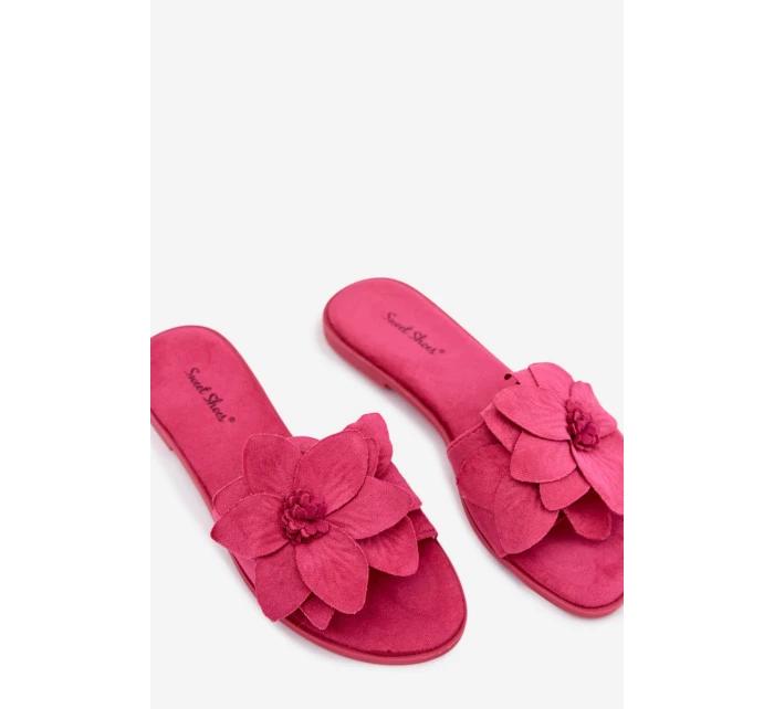 Dámské ploché nazouváky s ozdobnými květinami Fuksie Elzoria Dámské ploché nazouváky s ozdobnými květinami Fuksie Elzoria