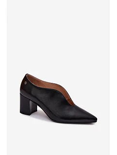 Kožené dámské polobotky na podpatku model 22123149 Černé - Maciejka