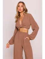 model 21136179 Kalhoty se širokými nohavicemi čokoládové - Moe